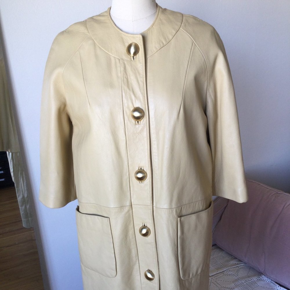 Vintage 60's Cream Leather Coat